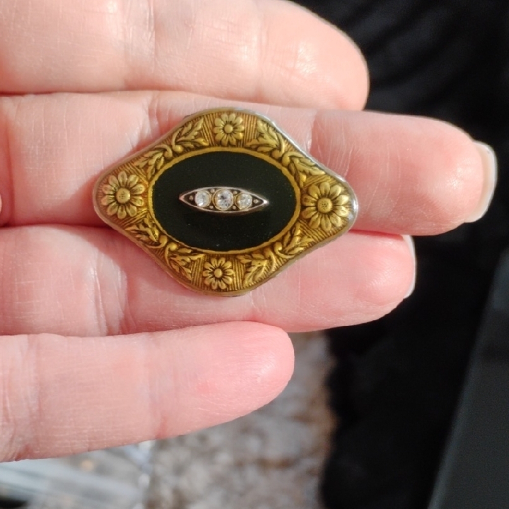 Catherine Popesco Black and Gold Vintage Brooch